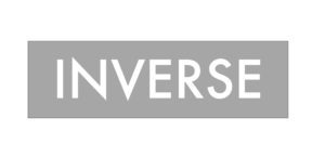 A gray logo with the word inverse on it.