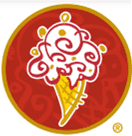 An ice cream cone in a red circle.