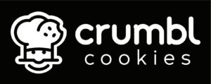 Crumb cookies logo on a black background.