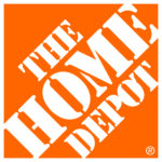 The home depot logo on an orange background.